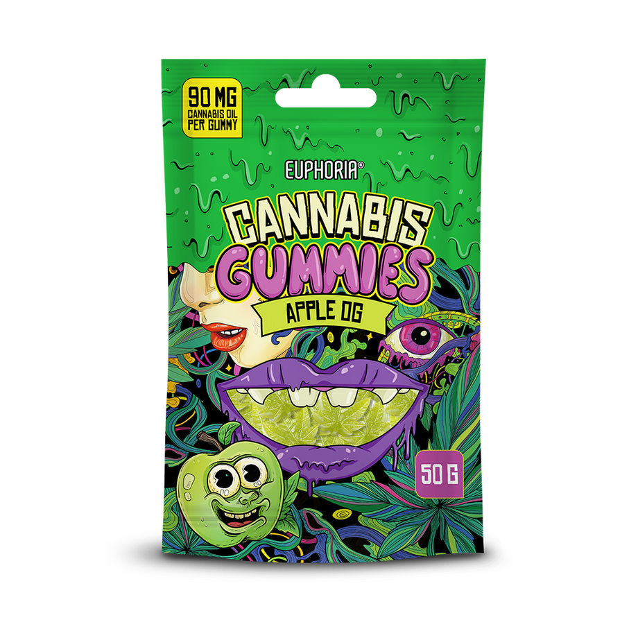 Gummies: 828-2 Euphoria Cannabis Gummies Apple OG (50 g) Juicy